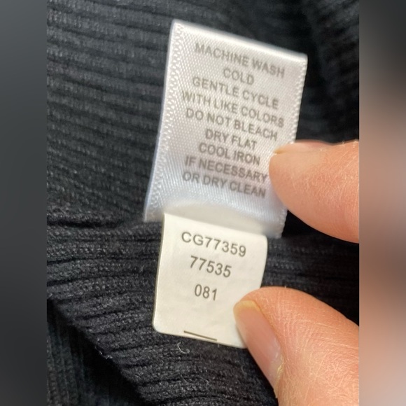 Cable & Gauge Stripe Sweater Cowl Neck Black with brown White Stripes  M. - Picture 5 of 6